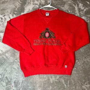 Vintage Russell Athletic Trump Plaza Crewneck Sweatshirt Red M Made USA
